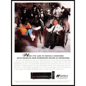 1991 Sansui RZ-9500AV Stereo Receiver Vintage Print Ad Father Son Western Movie